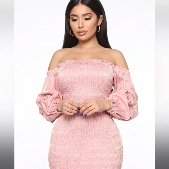 Fashion Nova | Dresses | Fashion Nova Off The Shoulder Blush Dress |  Poshmark